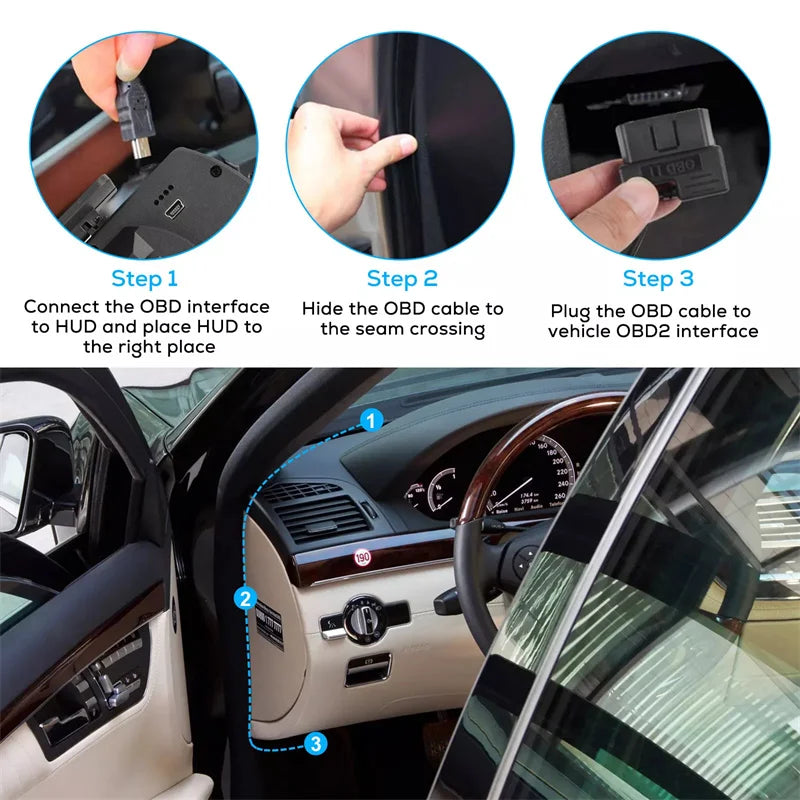 Universal OBD2 GPS Speedometer Head Up Display HUD P6 Multi Function Gauge for Water Temperature Turbo Pressure Car Accessories